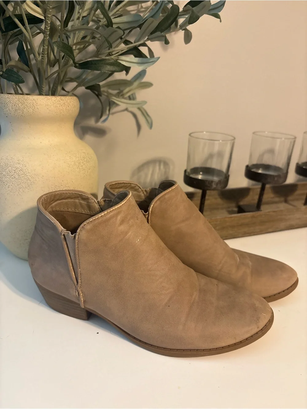 Women's Casual Tan Faux Suede Ankle Boots